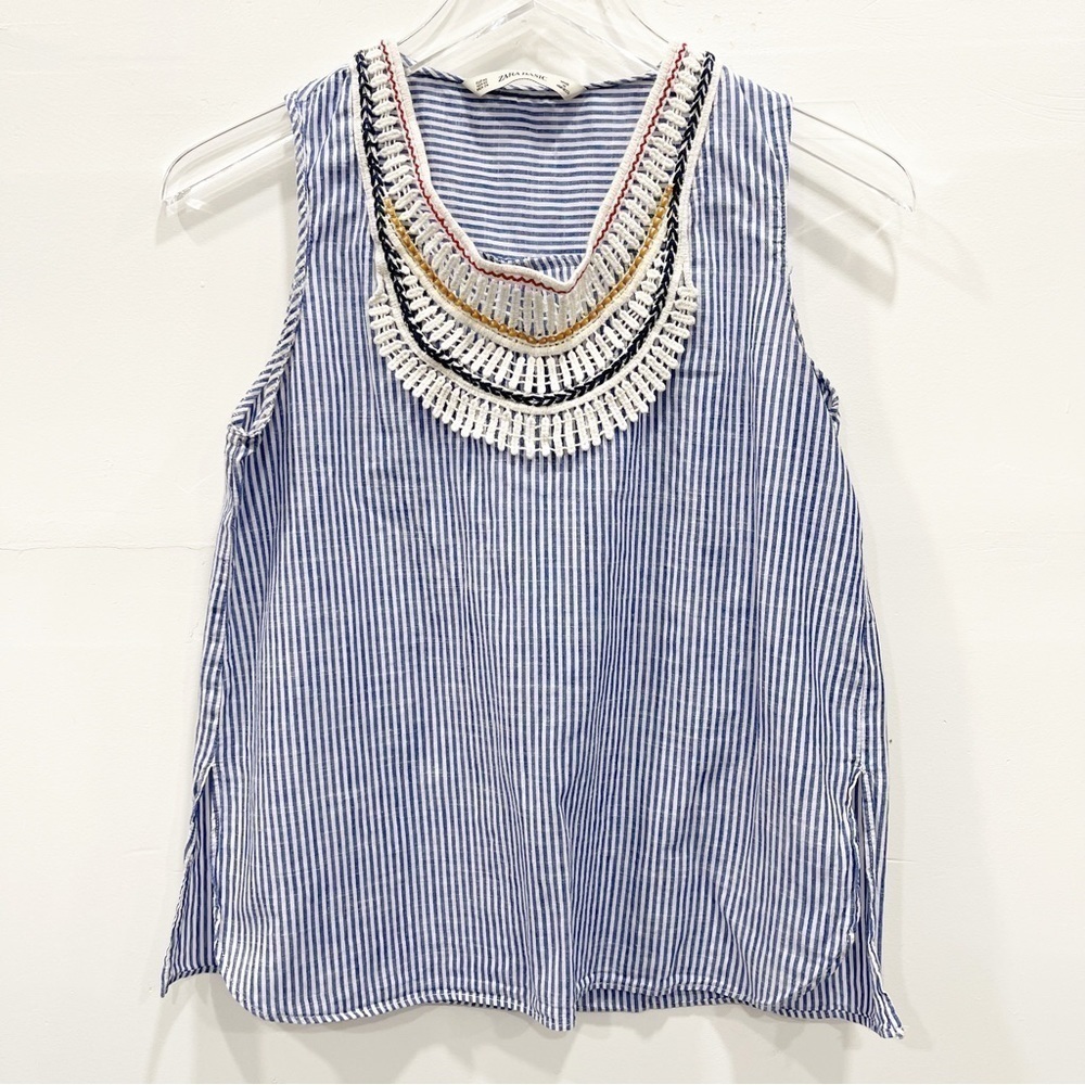 Zara Lightweight Crochet Neckline Sleeveless Tank Top XS